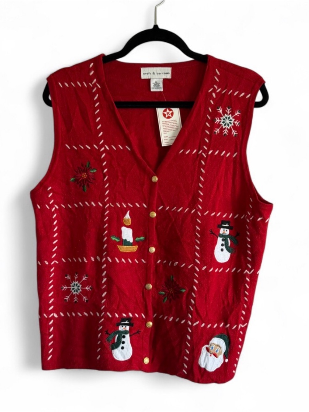 Croft & Barrow Christmas Holiday Sweater Vest Embroider Grandmacore Ugly XL NWT